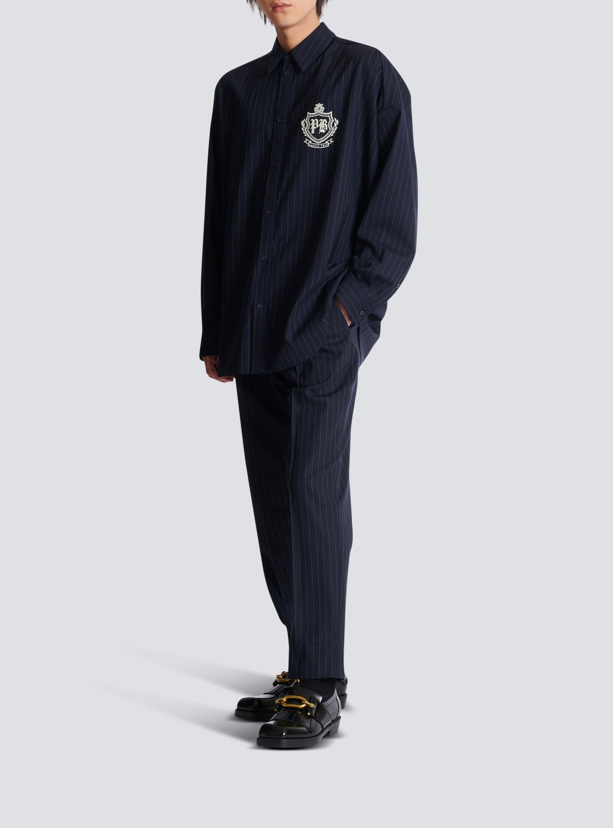 Striped wool shirt - Navy & White