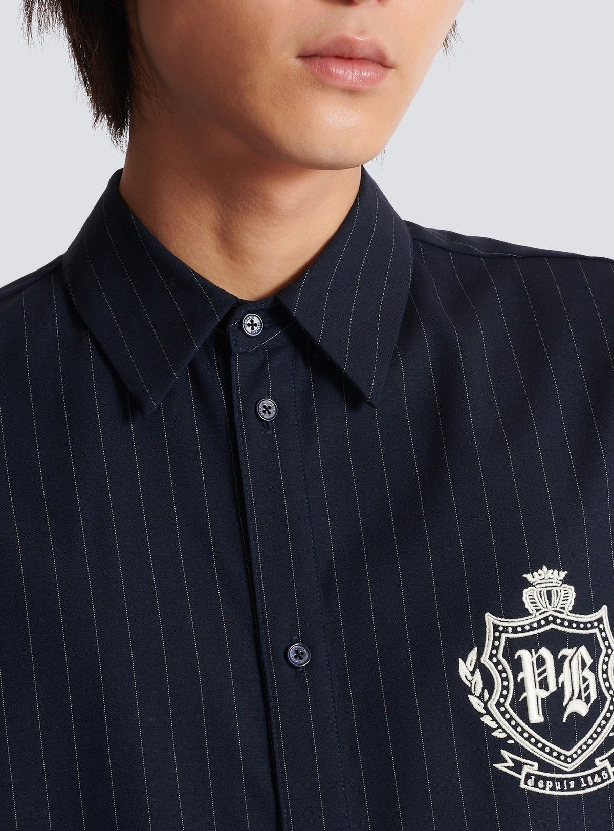 Striped wool shirt - Navy & White