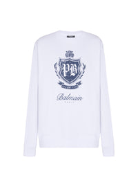 Sweat-shirt college emblem imprimé - Bleu & Beige