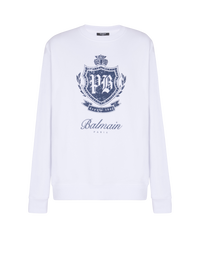 Sweat-shirt college emblem imprimé - Bleu & Beige
