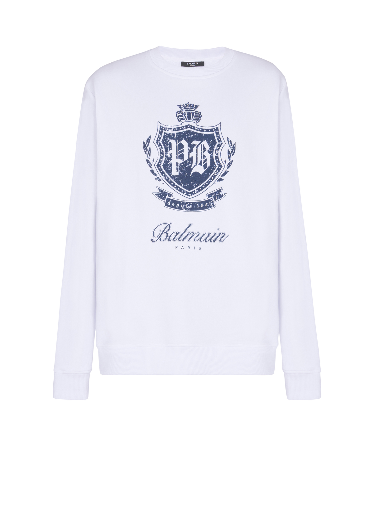 Sweat-shirt college emblem imprimé - Bleu & Beige