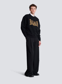 Sweat-shirt balmain college brodé - Noir & Or
