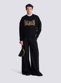 Sweat-shirt balmain college brodé - Noir & Or