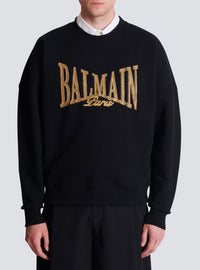 Sweat-shirt balmain college brodé - Noir & Or