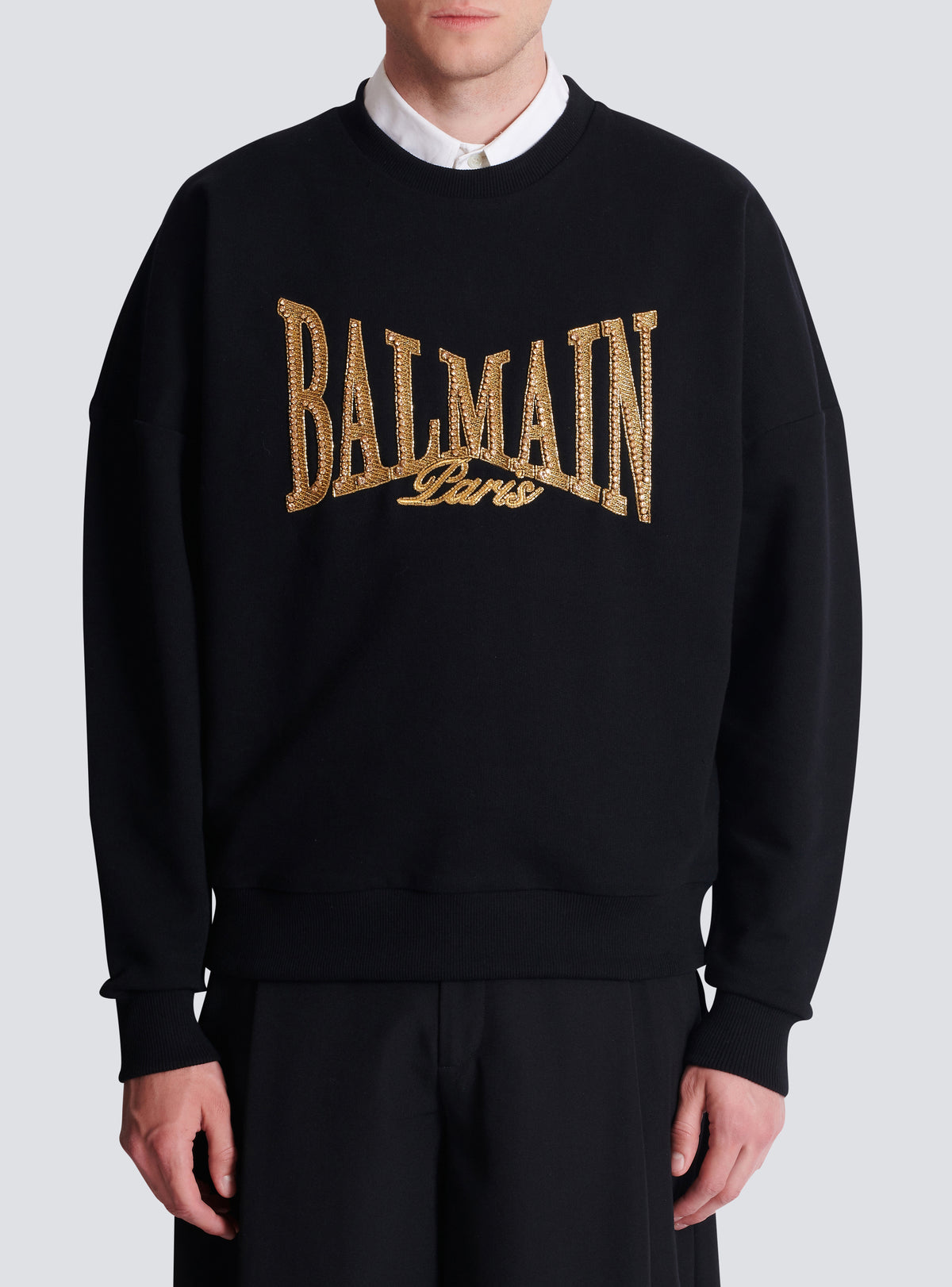Sweat-shirt balmain college brodé - Noir & Or