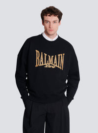 Sweat-shirt balmain college brodé - Noir & Or