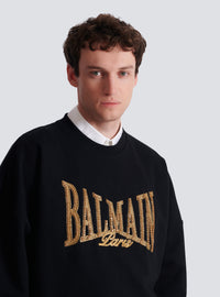 Sweat-shirt balmain college brodé - Noir & Or