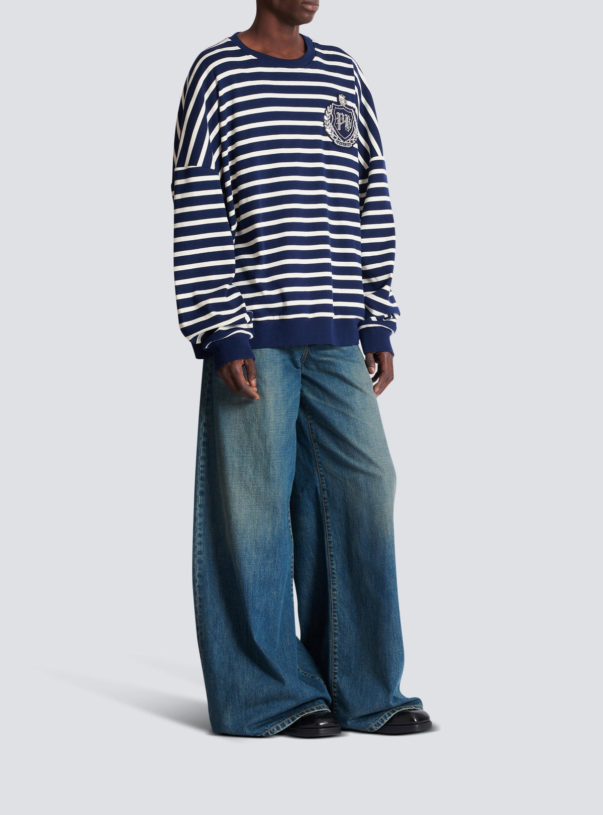 Sweatshirt marinière - Bleu & Beige & Cristal