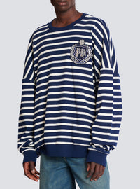 Sweatshirt marinière - Bleu & Beige & Cristal