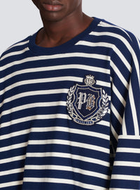 Sweatshirt marinière - Bleu & Beige & Cristal