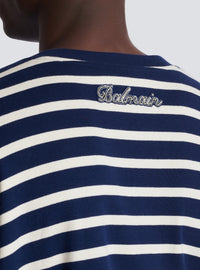 Sweatshirt marinière - Bleu & Beige & Cristal