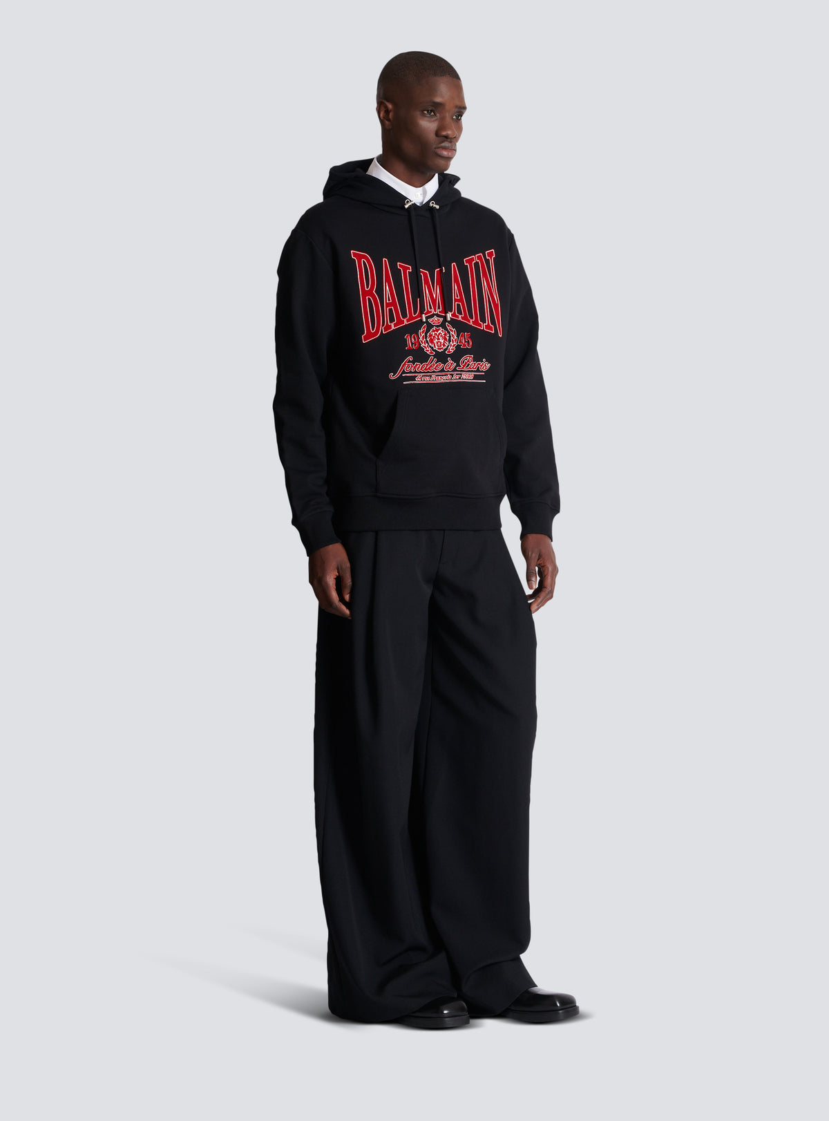 Hoodie balmain college floqué - Noir & Rouge