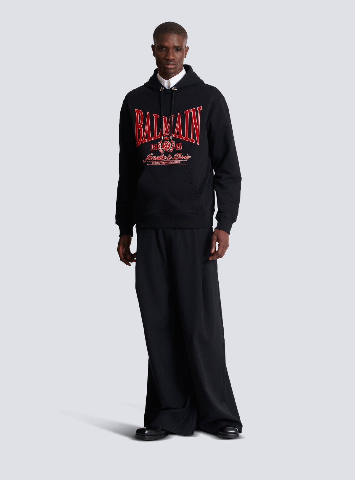 Hoodie balmain college floqué - Noir & Rouge