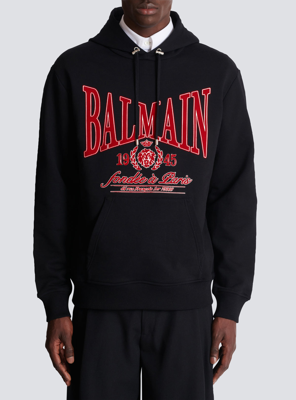 Hoodie balmain college floqué - Noir & Rouge