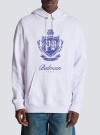 Hoodie college emblem imprimé - Blanc & Bleu