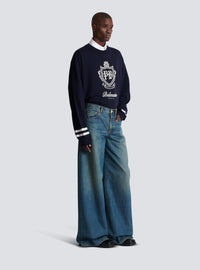 Jean large en denim délavé - Bleu Jean Fonce