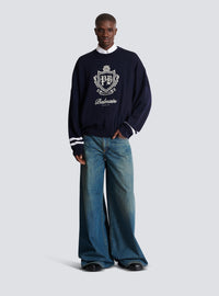 Jean large en denim délavé - Bleu Jean Fonce