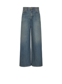 Jean large en denim délavé - Bleu Jean Fonce