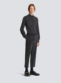 Pantalon droit à rayures avec crystal - Noir & Cristal