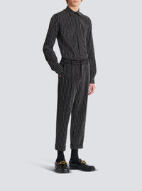 Pantalon droit à rayures avec crystal - Noir & Cristal