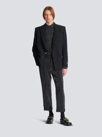 Pantalon droit à rayures avec crystal - Noir & Cristal
