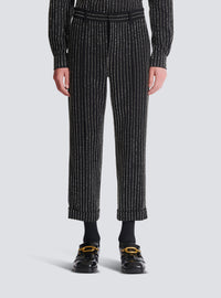 Pantalon droit à rayures avec crystal - Noir & Cristal