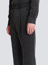 Pantalon droit à rayures avec crystal - Noir & Cristal