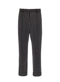 Pantalon droit à rayures avec crystal - Noir & Cristal