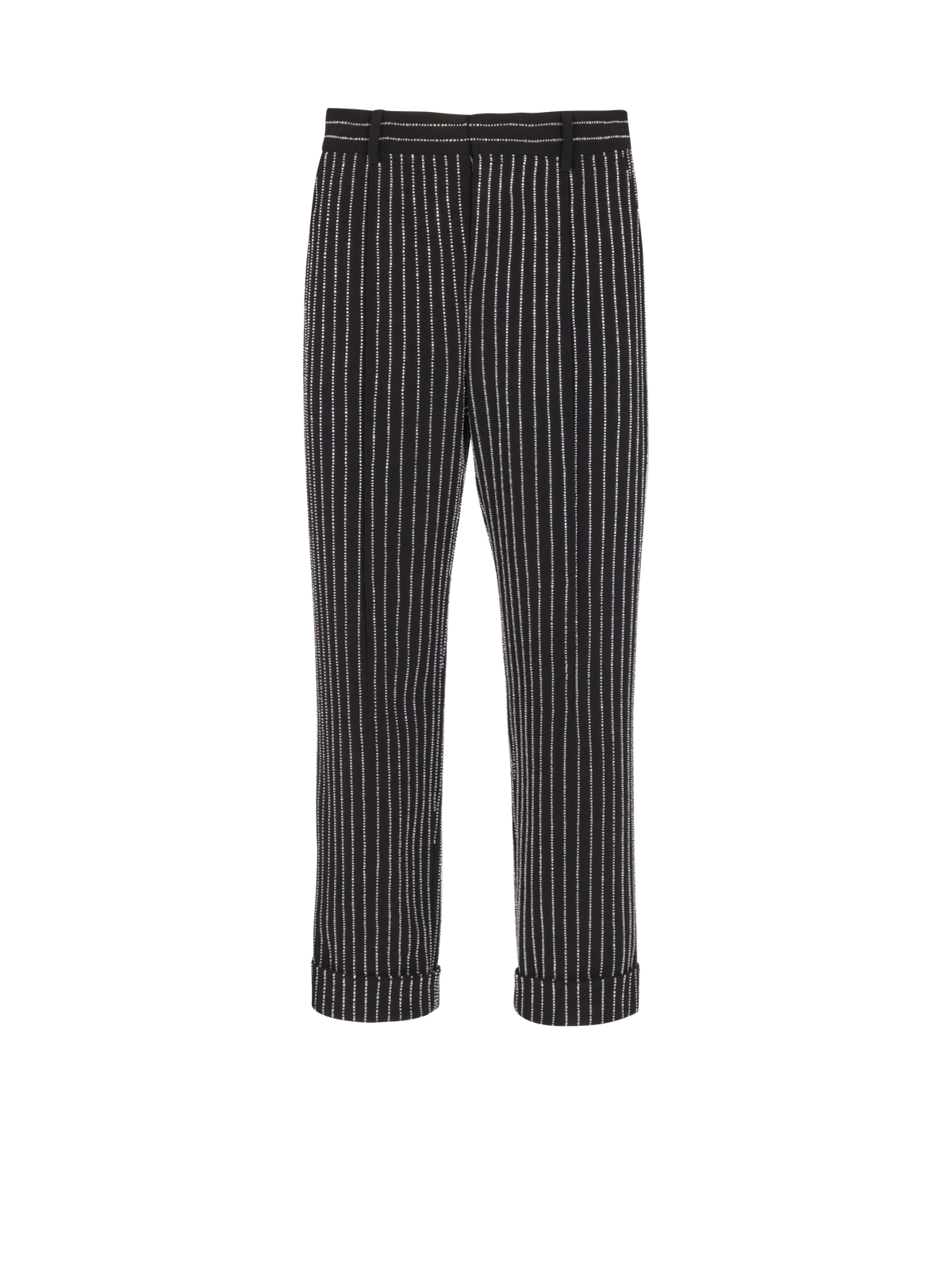 Pantalon droit à rayures avec crystal - Noir & Cristal
