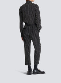 Pantalon droit à rayures avec crystal - Noir & Cristal