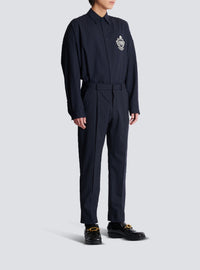 Straight wool trousers - Navy & White