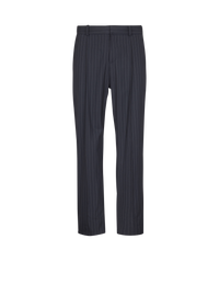 Pantalon droit en laine à rayures - Bleu Marine & Blanc