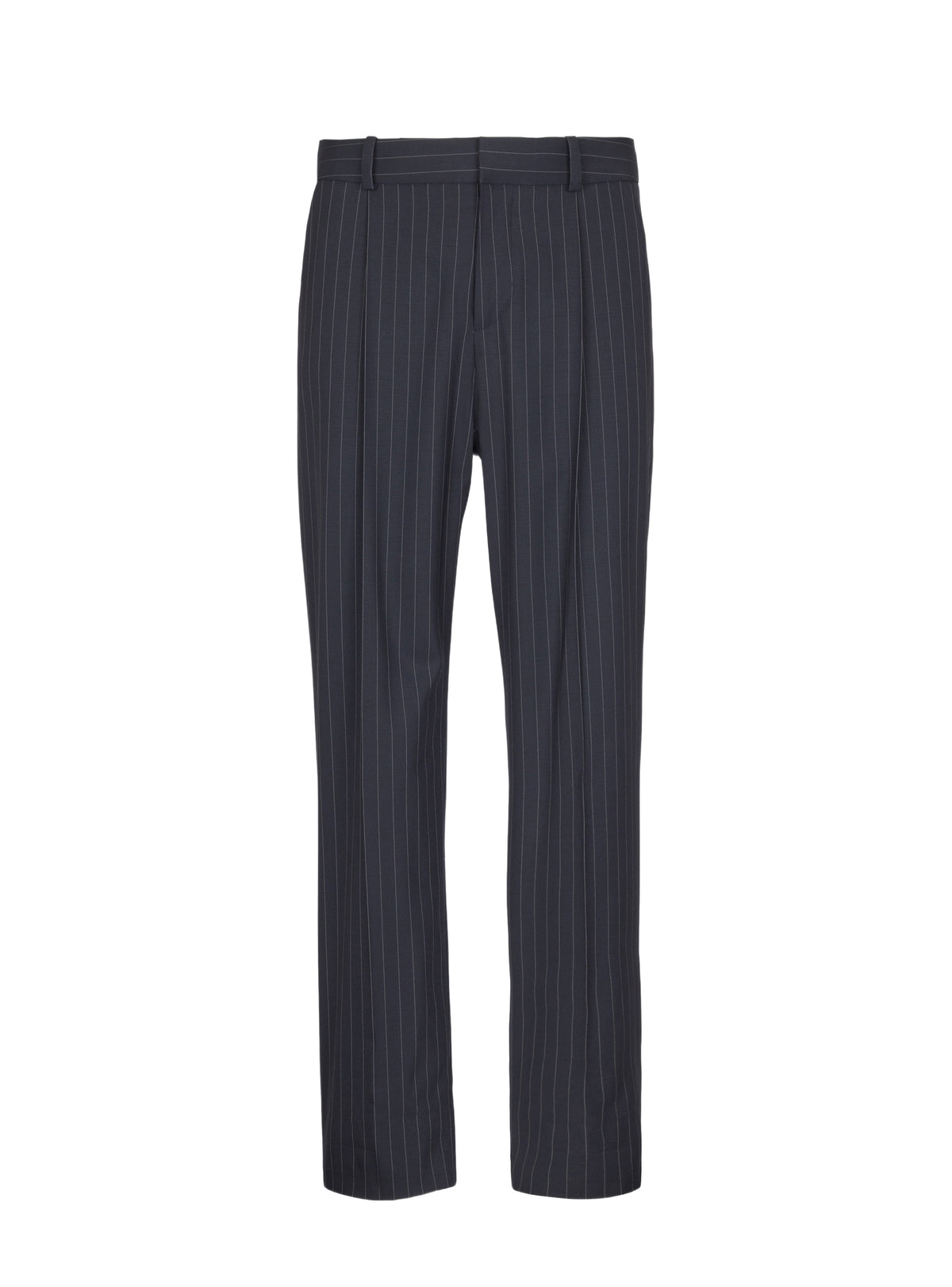 Straight wool trousers - Navy & White