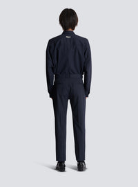 Pantalon droit en laine à rayures - Bleu Marine & Blanc