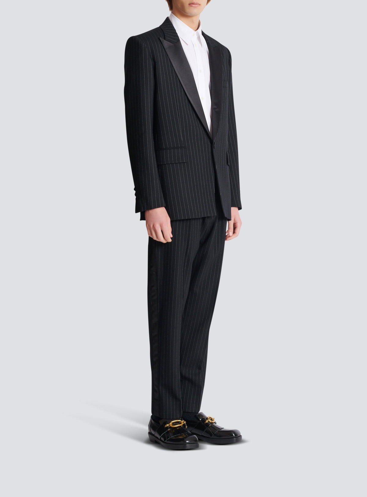 Veste à simple boutonnage en laine - Noir & Blanc