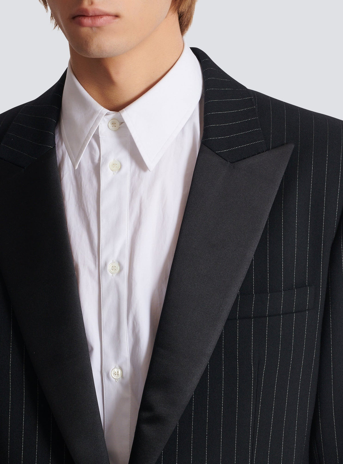 Veste à simple boutonnage en laine - Noir & Blanc