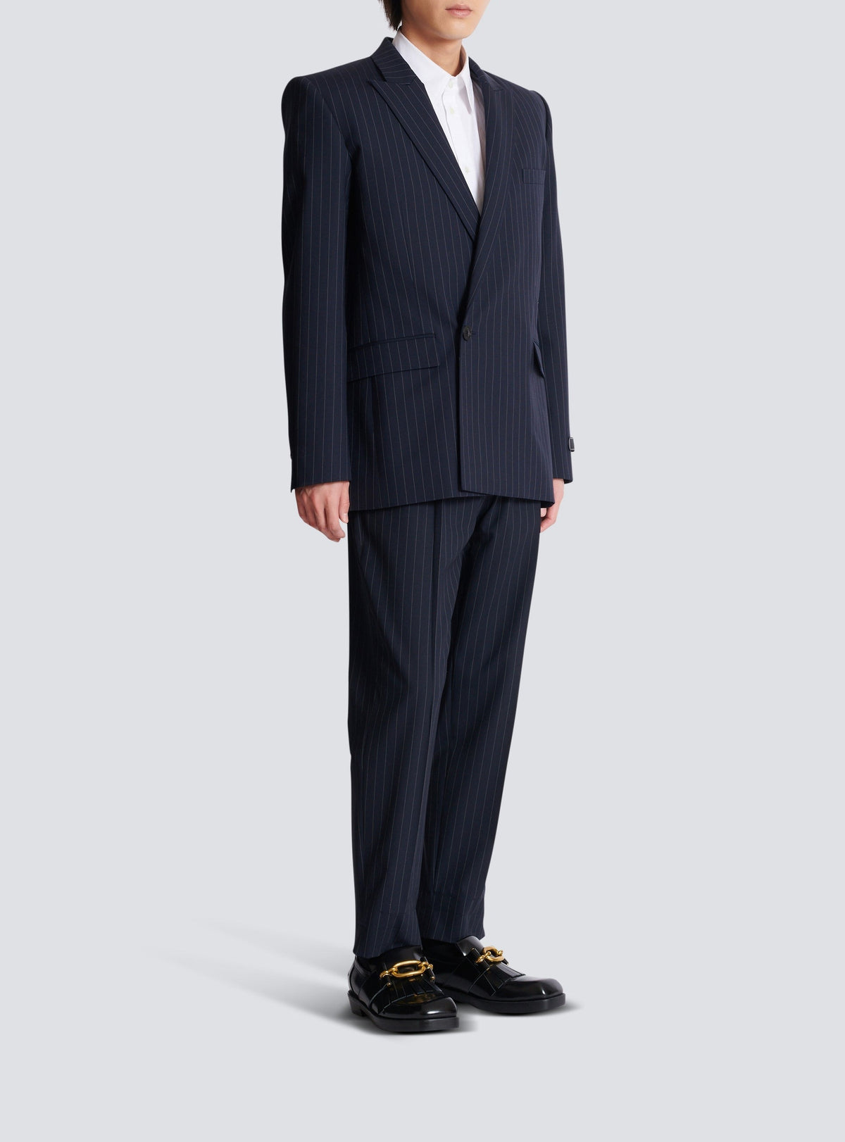 Blazer rayé en laine - Bleu Marine & Blanc