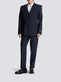 Blazer rayé en laine - Bleu Marine & Blanc