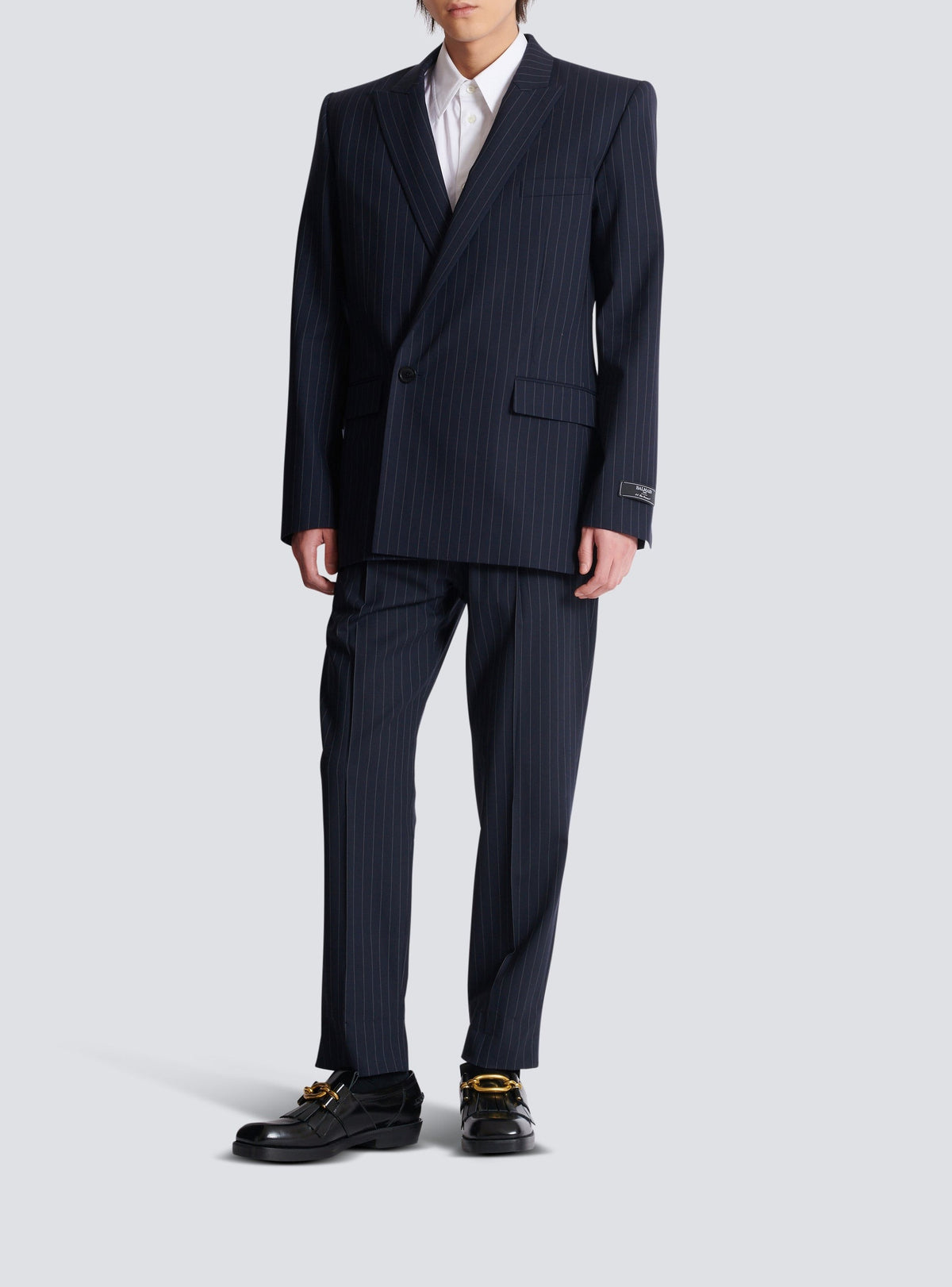 Blazer rayé en laine - Bleu Marine & Blanc