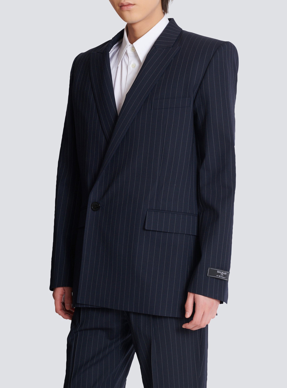 Blazer rayé en laine - Bleu Marine & Blanc