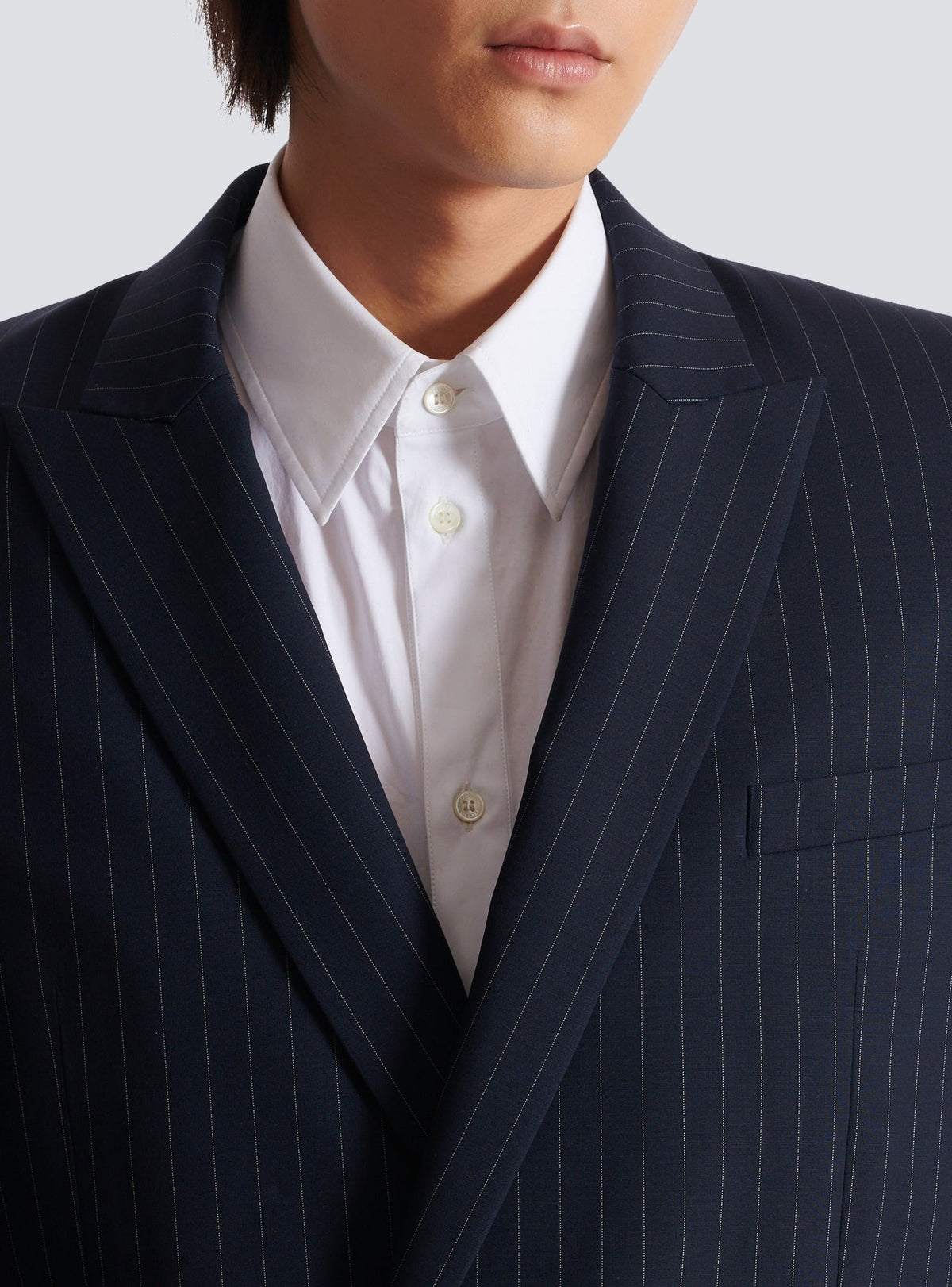 Blazer rayé en laine - Bleu Marine & Blanc