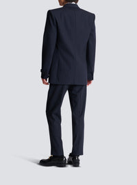 Blazer rayé en laine - Bleu Marine & Blanc
