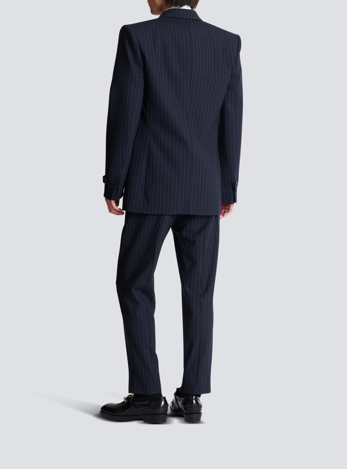 Blazer rayé en laine - Bleu Marine & Blanc