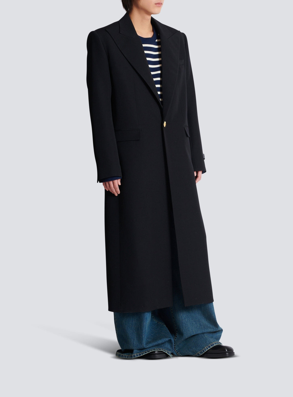Manteau long en laine - Noir