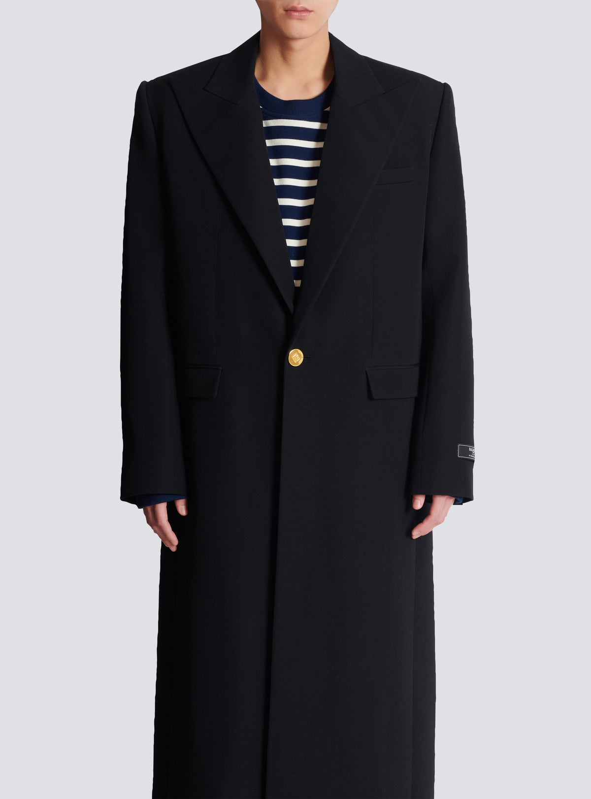 Manteau long en laine grain de poudre - Noir