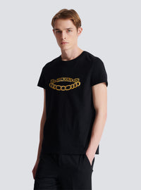 T-shirt imprimé logo balmain chaînes - Noir & Or