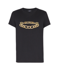 T-shirt imprimé logo balmain chaînes - Noir & Or