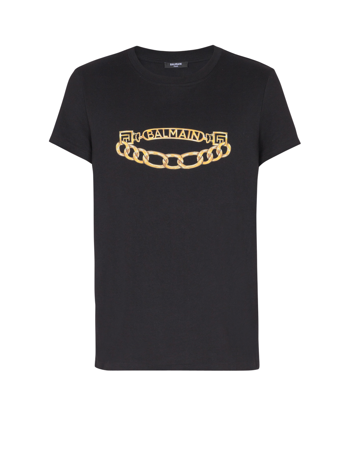 T-shirt imprimé logo balmain chaînes - Noir & Or