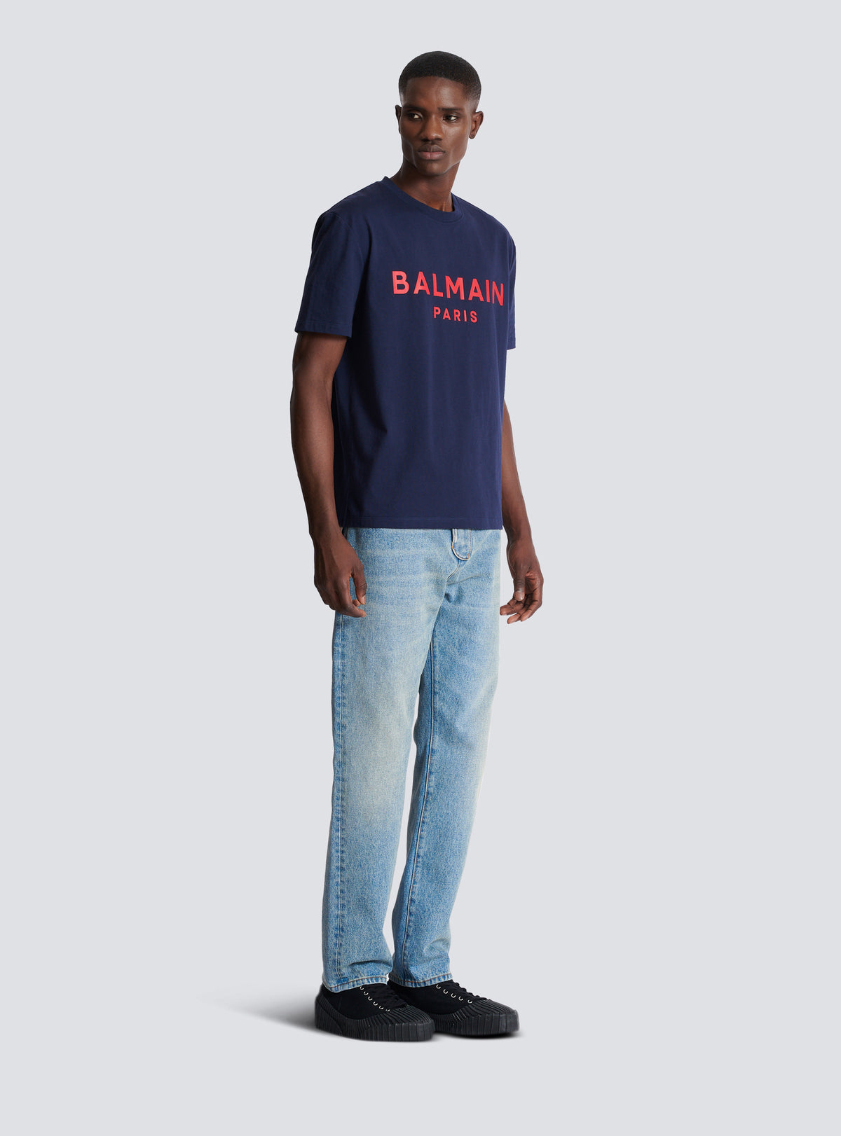T-shirt imprimé balmain paris - Marine & Rouge
