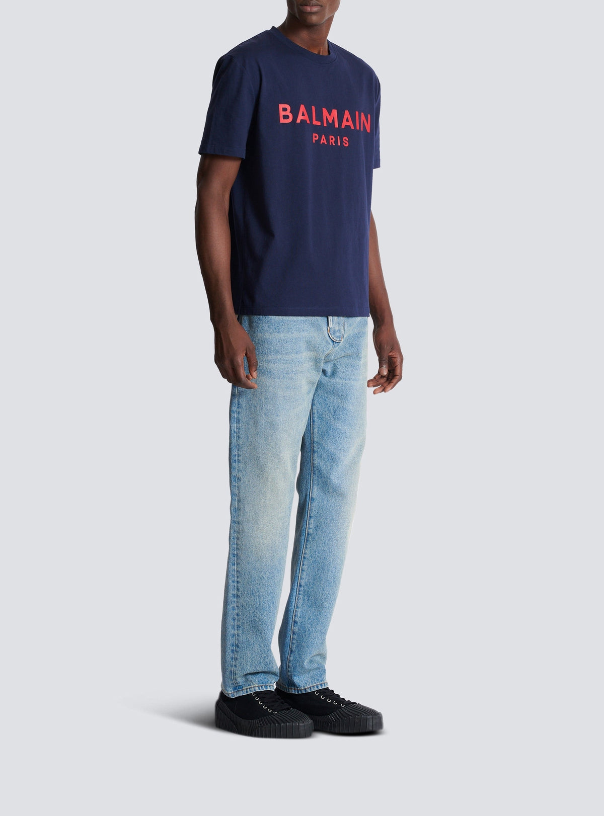 Balmain Paris printed T-shirt - Navy & Red